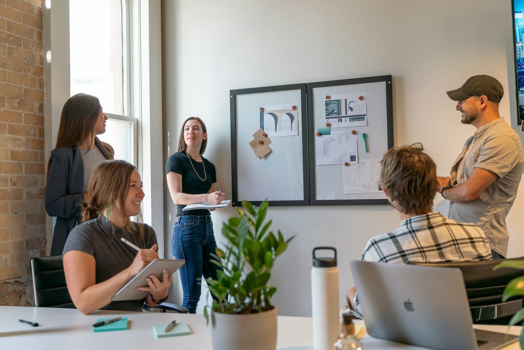 A team collaborating on new work